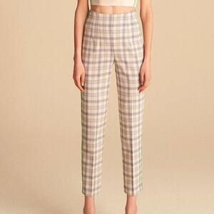 NWT Nocturne Blue Plaid Slim Ankle Pants with Green Trim • Size S